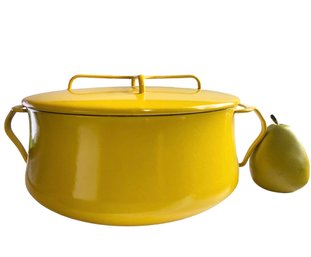 Large Vintage Dansk Kobenstyle Yellow Enamel Dutch Oven
