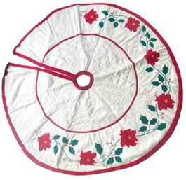 Mid Century Quilted Poinsettia Tree Skirt