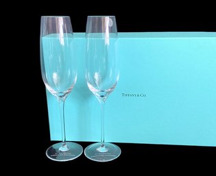 Pair Of Tiffany & Co Champagne Flutes - Fifty Year Member American Express