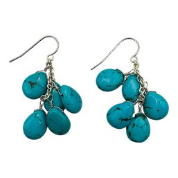 Sterling Silver Dangle Earrings With 5 Turquoise Stones