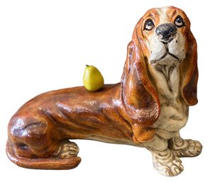 Vintage Life Size Basset Hound Dog Statue