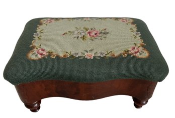 Antique Needlepoint Foot Stool