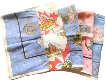 Charming Collection Of Five Vintage Tea Towels