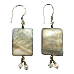 Sterling Silver Mother Of Pearl Square Dangle Earrings