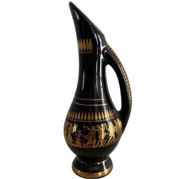 Vintage Greek N. Petridis Bud Vase Hand Painted In 24K Gold