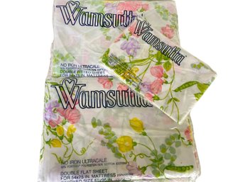 Old Stock Vintage Wamsutta 'Sweet Pea' Floral Full Size Sheet Set