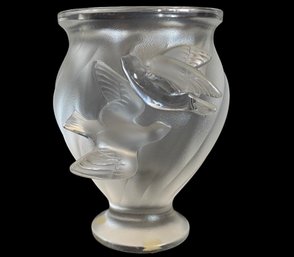 Lalique Rosine Glass Bird Vase