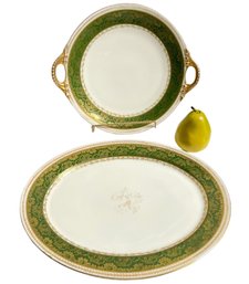 Two Vintage J. Pouyat Limoges Porcelain Serving Platters