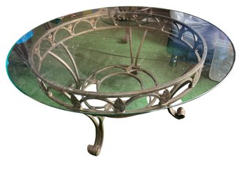 Neoclassical Wrought Iron Glass Top Cocktail Table