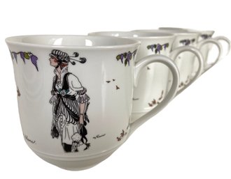 Four Vintage Villeroy & Boch Pattern '1900' Porcelain Mugs Circa 1980s