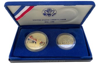 1986 Statue Of Liberty Silver Dollar And Half Dollar Mint Set (coins 1)