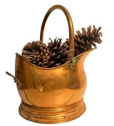 Vintage Copper Scuttle With Pine Cones