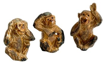 Vintage 'Hear No Evil, See No Evil, Speak No Evil' Ceramic Monkeys