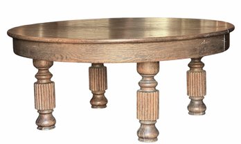 Antique Round Oak Coffee Table Converted From A Dining Table