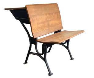 Vintage Wood And Metal School Desk