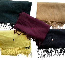 Five Vintage RALPH LAUREN Cashmere Solid Color Scarves