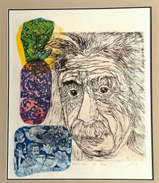 Signed Lithograph 'Albert Einstein' By Listed Artist Abraham Yakin (Israel 1924-2020) (I)