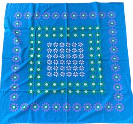 MCM Flower Power Blue And Green Tablecloth By Jonelle