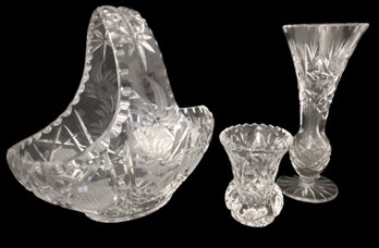 Three Piece Collection Of Vintage Cut Crystal
