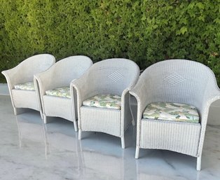 Four Fine Wicker Barrel Chairs Lloyd Loom 'All Weather Wicker'  By Lloyd Flanders