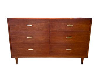 Crescent Furniture Six Drawer Low Dresser With Atomic Handles