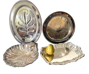 Four Silver Plated Serving Platters