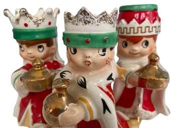 1960 Ceramic Candle Holders Three Wise Men With Their Gifts