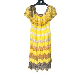 Vintage M By Missoni Yellow Striped Knit Sweater Dress