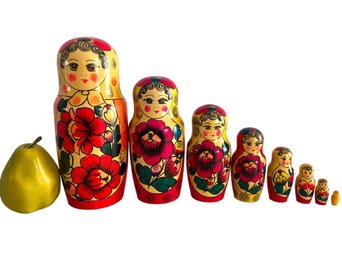 Set Of Eight Vintage Russian Nesting Dolls
