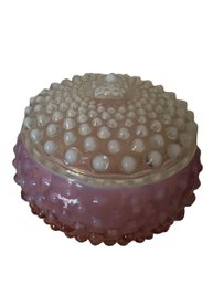 Fenton Inspired Moonstone Opalescent Lidded Bowl