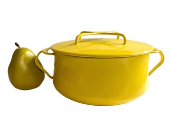 Medium Vintage Dansk Kobenstyle Yellow Enamel Dutch Oven