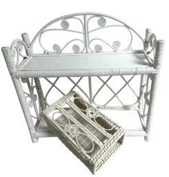 White Wicker Wall Shelf & Tissue Box