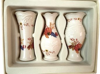 Boxed Trio Of  LENOX Fall Harvest Bud Vases