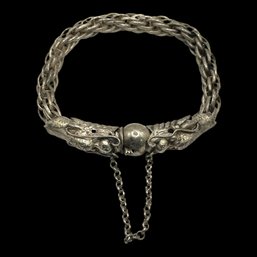 Vintage Sterling Silver Chinese Double Dragon Bracelet