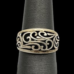 Vintage Sterling Silver Hallmarked Cutout Ornate Ring, Size 6.75