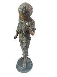Charles Anfrie 'La Toupie' Antique Reproduction Spelter Metal Statue