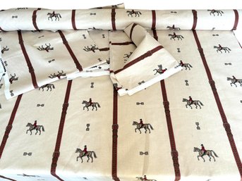 Three Yards Plus Remnants Of Equestrian Fabric By With Avenue Designs