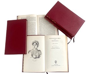 A Collection Of Leather Bound Jane Austen Novels