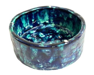 Mid Century Ashtray In Rimini Blue Glaze With Swan Imprint