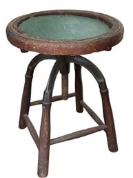 Antique Adjustable Wood & Iron Stool