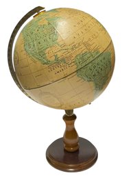 1980s World Globe On Wood Base