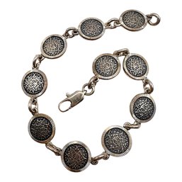 Vintage Sterling Silver Mayan Bracelet