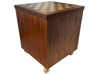 Vintage Cherry Wood Chess/checker Board Cabinet With Storage - Custom Built