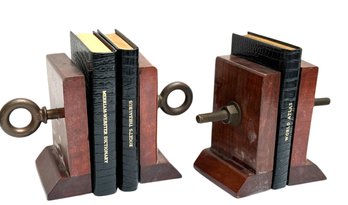 Two Pair Of Vintage Wood And Bolt Bookends