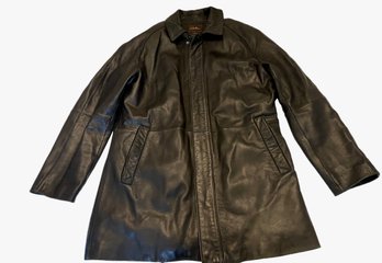 Mens Black Leather Cole Haan Jacket