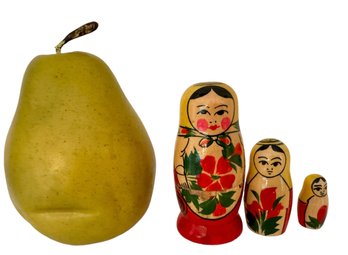 Miniature Vintage Matryoshka Stacking Doll Trio