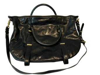 Badgley Mischka Large Black Leather Handbag