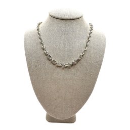 Vintage Italian Sterling Silver Thick Oval Chain Necklace