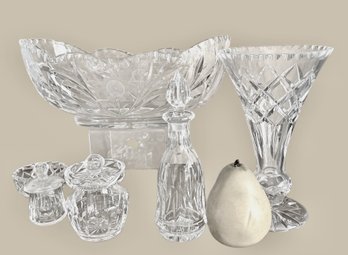 Grouping Of Fine Cut Crystal Including Waterford Jam Jar