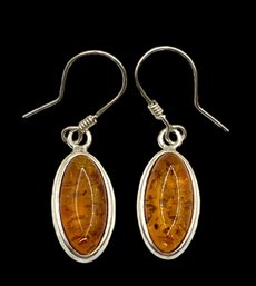 Beautiful Sterling Silver Amber Dangle Earrings